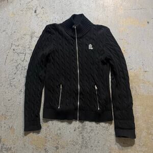 Lauren Ralph Lauren Black Label Cable Knit Full Zip Sweater Women’s L